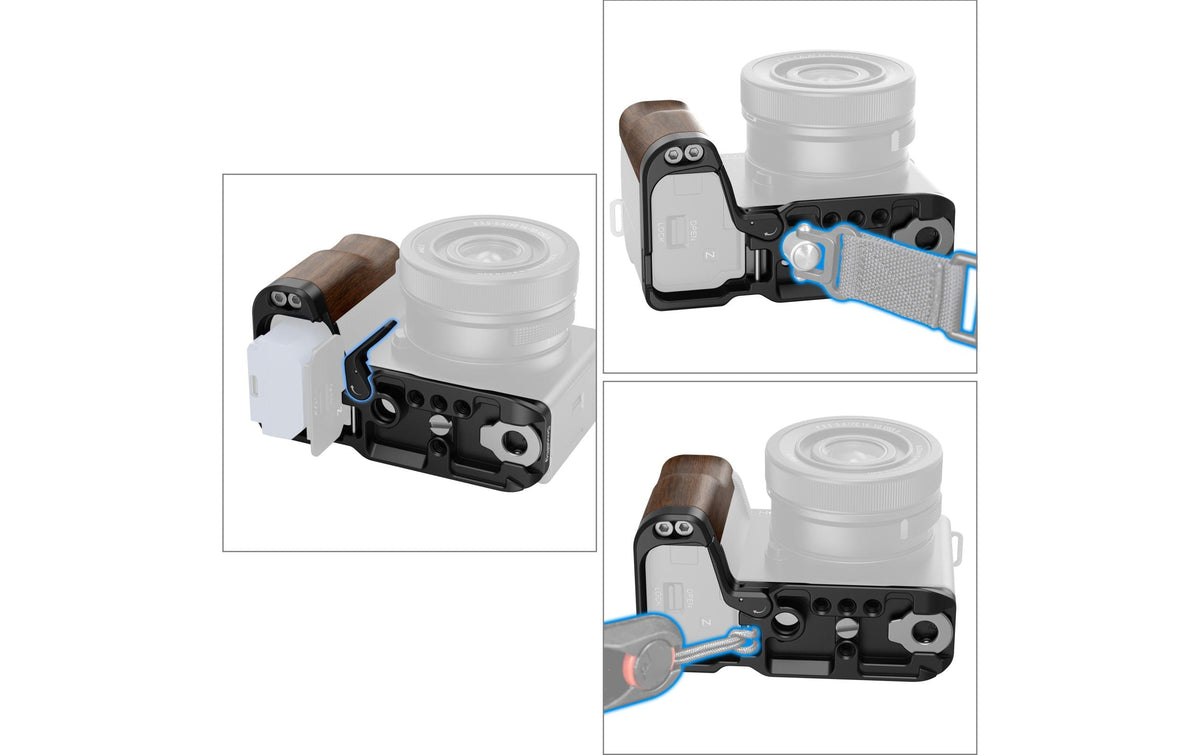 SmallRig 4864 Montageplatte – L-Form, 1/4"-Gewinde – für Sony ZV-E10 II – Schwarz/Rosenholz
