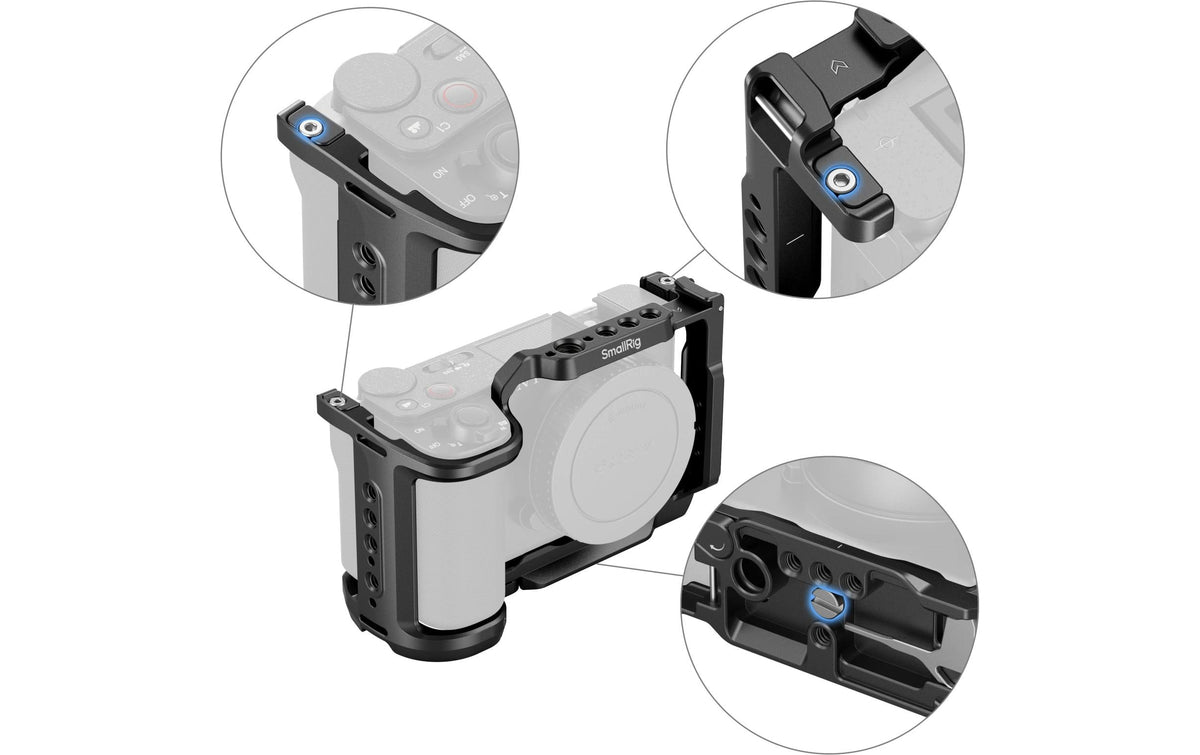 SmallRig 4867 Cage Kit – 150 × 85,7 × 57,3 mm, Aluminium/Edelstahl – für Sony ZV-E10 II – Schwarz