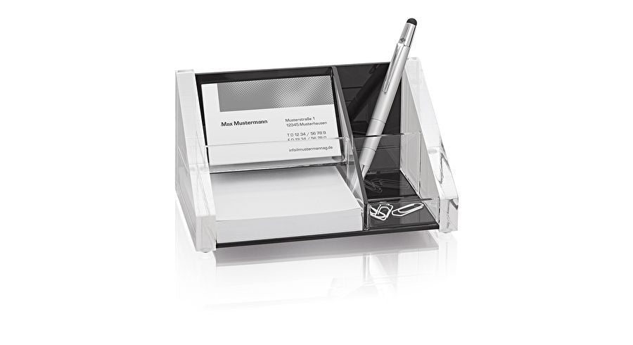 Wedo Stiftehalter – 3 Fächer, Acryl, schwarz/weiss, 164 × 97 × 89 mm
