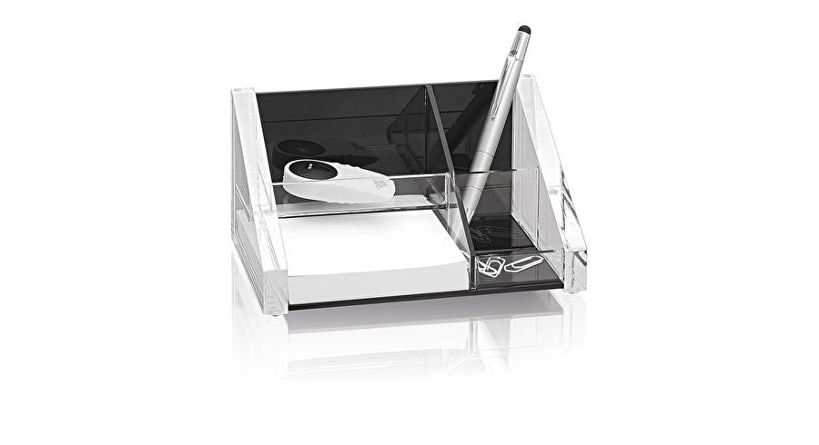 Wedo Stiftehalter – 3 Fächer, Acryl, schwarz/weiss, 164 × 97 × 89 mm