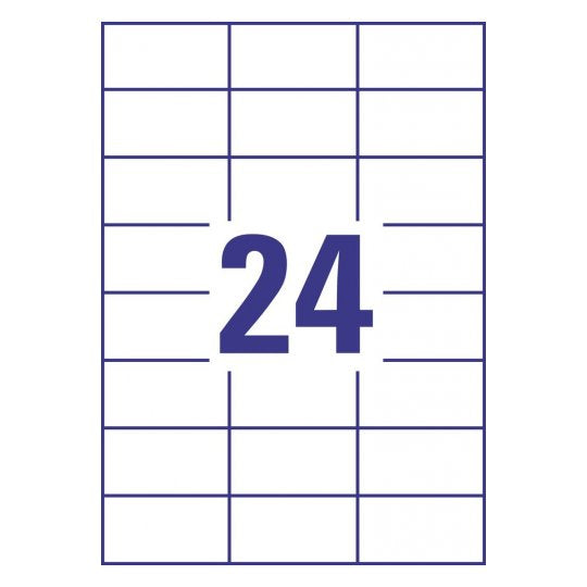 Avery Zweckform – Druckeretiketten, 70 mm × 37 mm, weiss, Folie, extra stark, 480 Etiketten (20 Blatt)