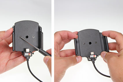 Brodit Active Holder – Auto-Ladegerät – kabelgebunden, USB, 12 V – Gerätebreite 62–77 mm – Schwarz
