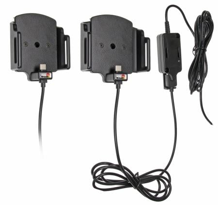 Brodit Active Holder – Auto-Ladegerät – kabelgebunden, USB, 12 V – Gerätebreite 62–77 mm – Schwarz