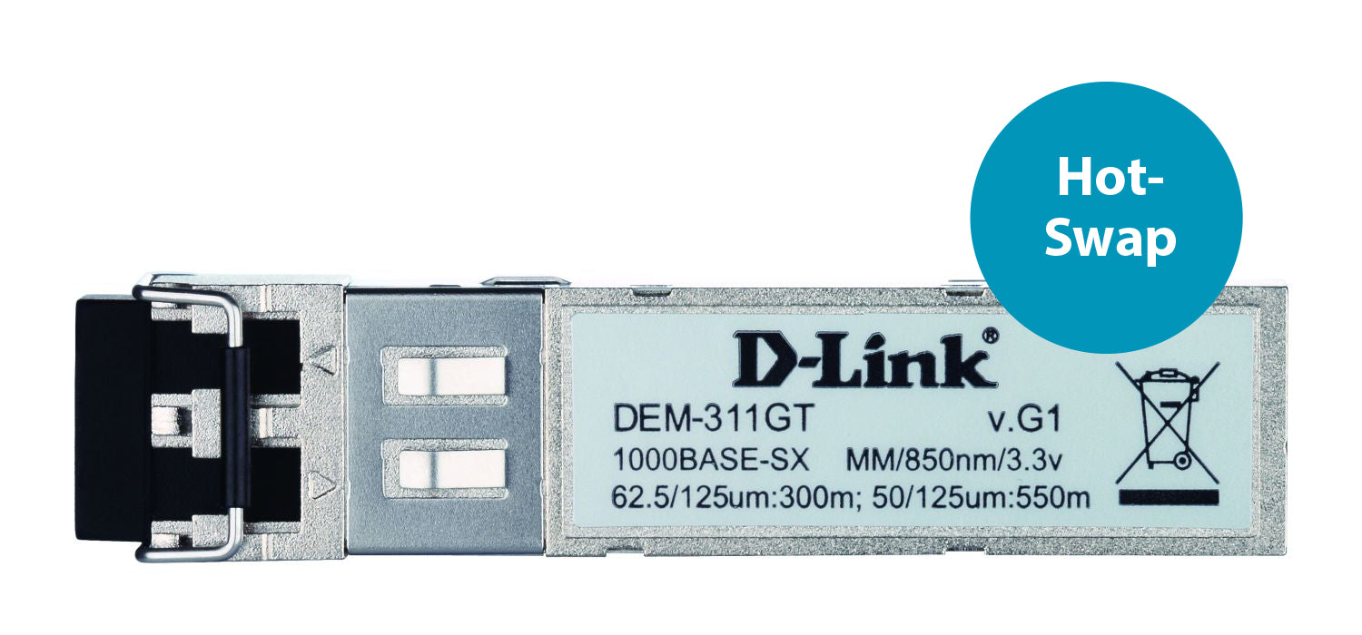 D-Link DEM-311GT SFP-Transceiver – 1 Gbit/s, SX (Multimode), 850 nm, 550 m, LC, Hot-Plug – Metallisch