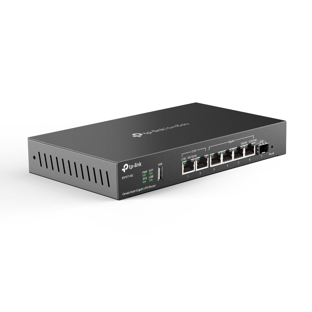 TP-Link ER707-M2 Omada VPN-Router – 1× WAN, 2,5GbE, 6× RJ-45, SFP-WAN, 1× USB