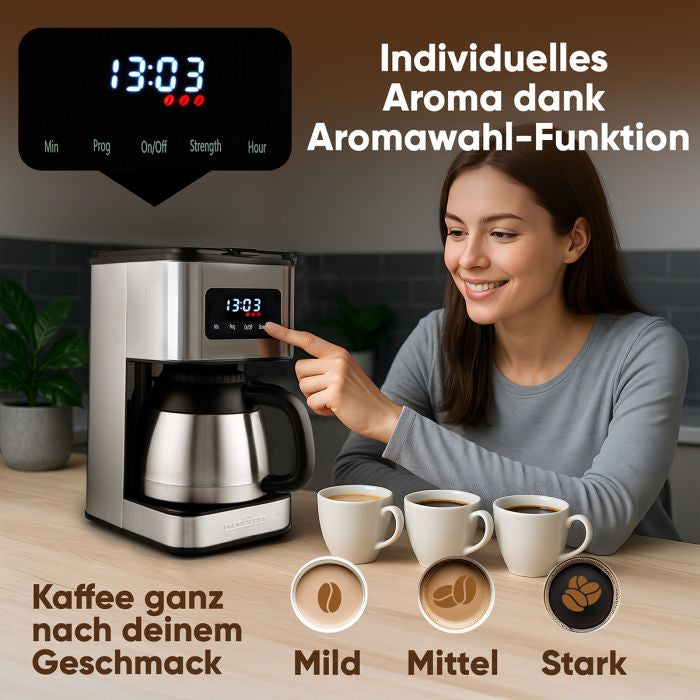 ProfiCook PC-KA 1300 Filterkaffeemaschine – 10 Tassen, 1,2 l, Karaffe, Edelstahl