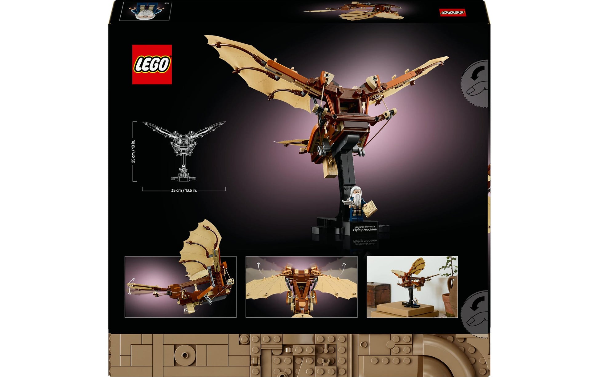 LEGO Icons 3D-Puzzle Leonardos da Vincis Fluggerät – 493 Teile – 26,2×5,9×28,2 cm – ab 18 J.