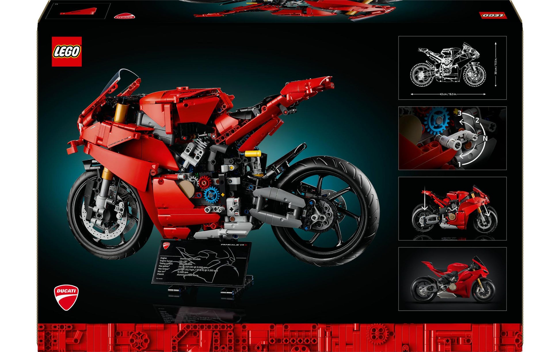 LEGO Technic Ducati Panigale V4 S Motorrad – 1603 Teile – 37,8 × 10,3 × 55,5 cm – ab 18 Jahren