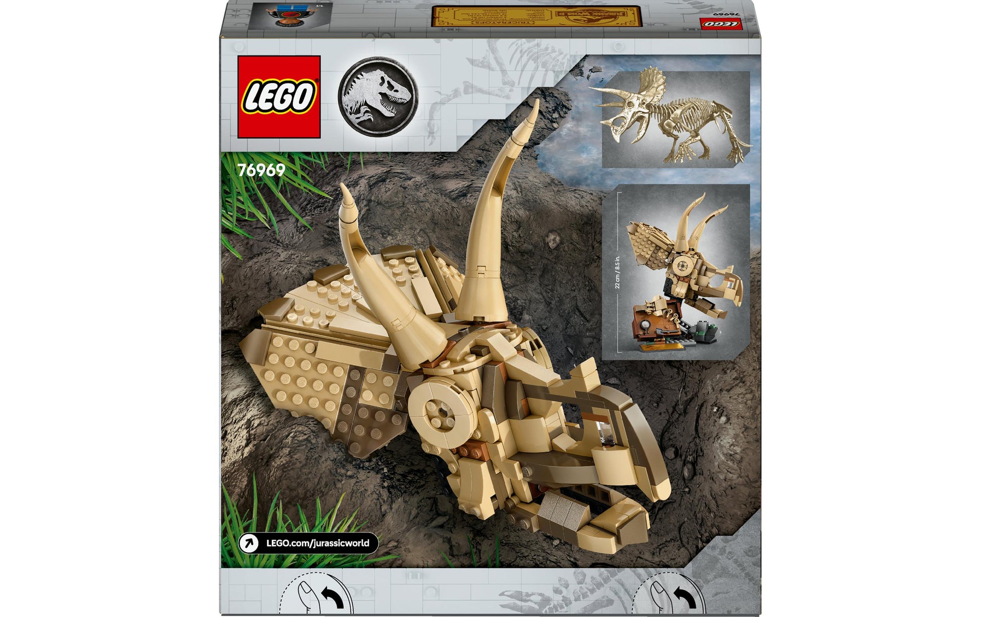 LEGO Triceratops-Schädel 3D-Puzzle – Jurassic World – 468 Teile – 28,2 × 5,9 × 26,2 cm – ab 9 J.
