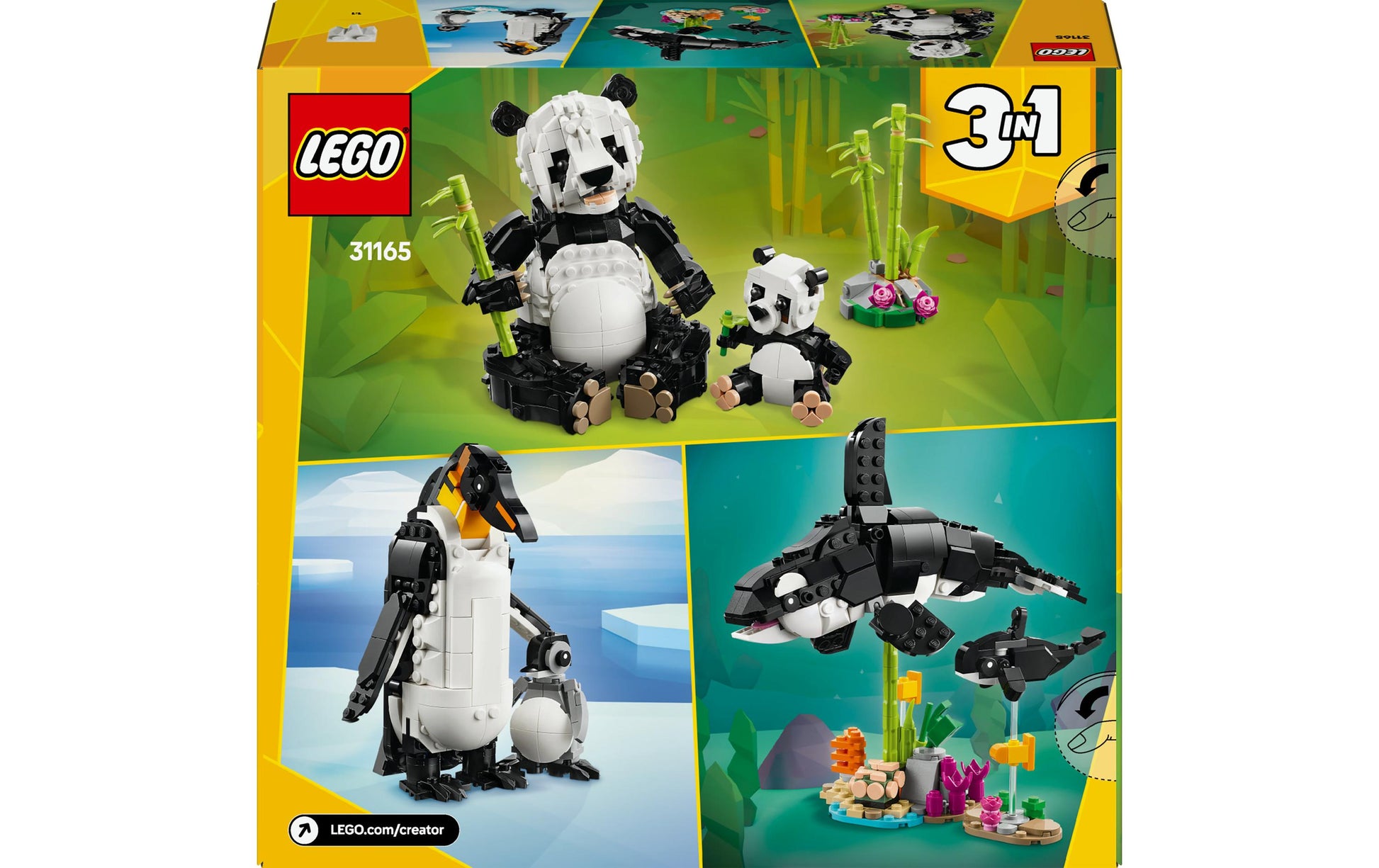LEGO Creator 3in1 3D Puzzle Pandafamilie – 626 Teile – 26,2 × 7,6 × 28,2 cm – ab 8 J.
