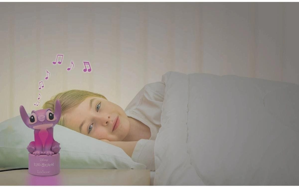 Lexibook Nachtlicht Angel – Akku 3× AAA, Bluetooth & Lautsprecher, Abschaltautomatik 15 min – Rosa