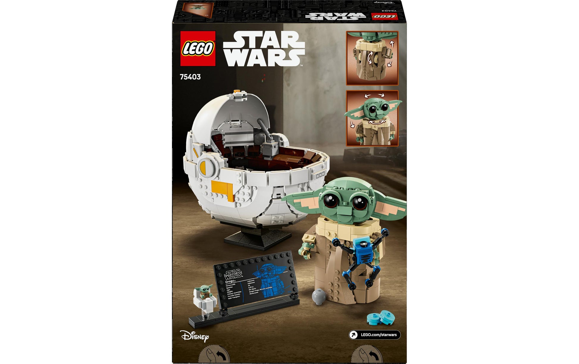 LEGO Grogu in seiner Repulsorwiege 3D-Puzzle – 1048-teilig – Star Wars – 38,2×9,4×26,2 cm – ab 10 J.