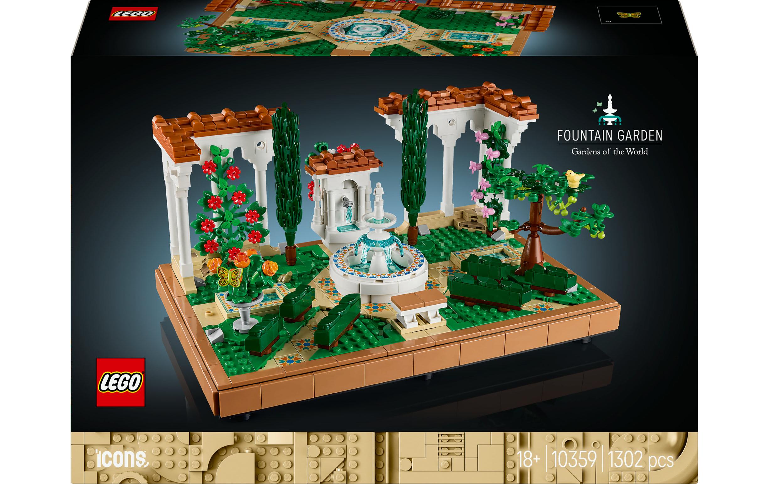 LEGO Icons Springbrunnengarten 3D-Puzzle – 1302-teilig – 26,2×11,8×38,2 cm – ab 18 J.