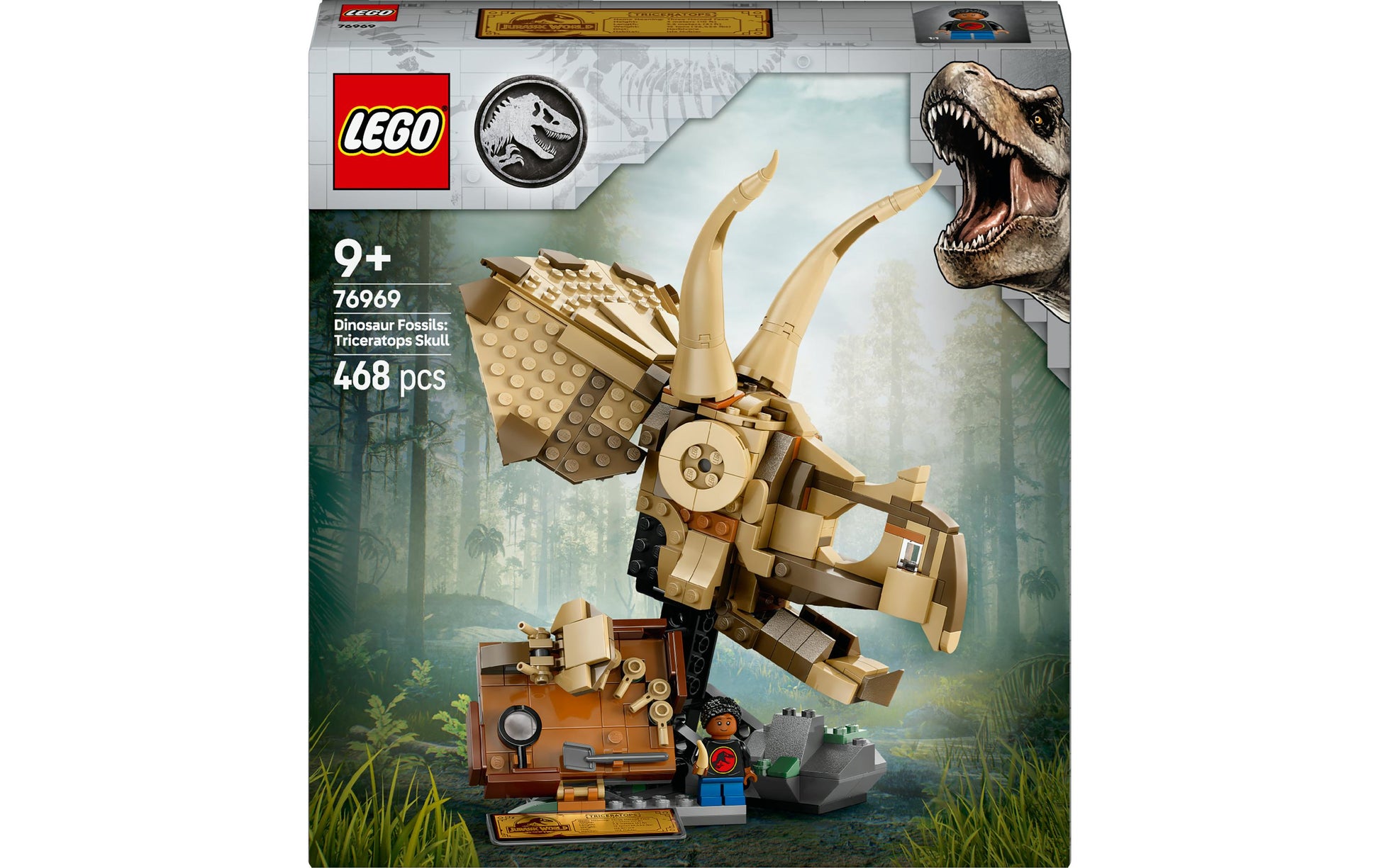 LEGO Triceratops-Schädel 3D-Puzzle – Jurassic World – 468 Teile – 28,2 × 5,9 × 26,2 cm – ab 9 J.