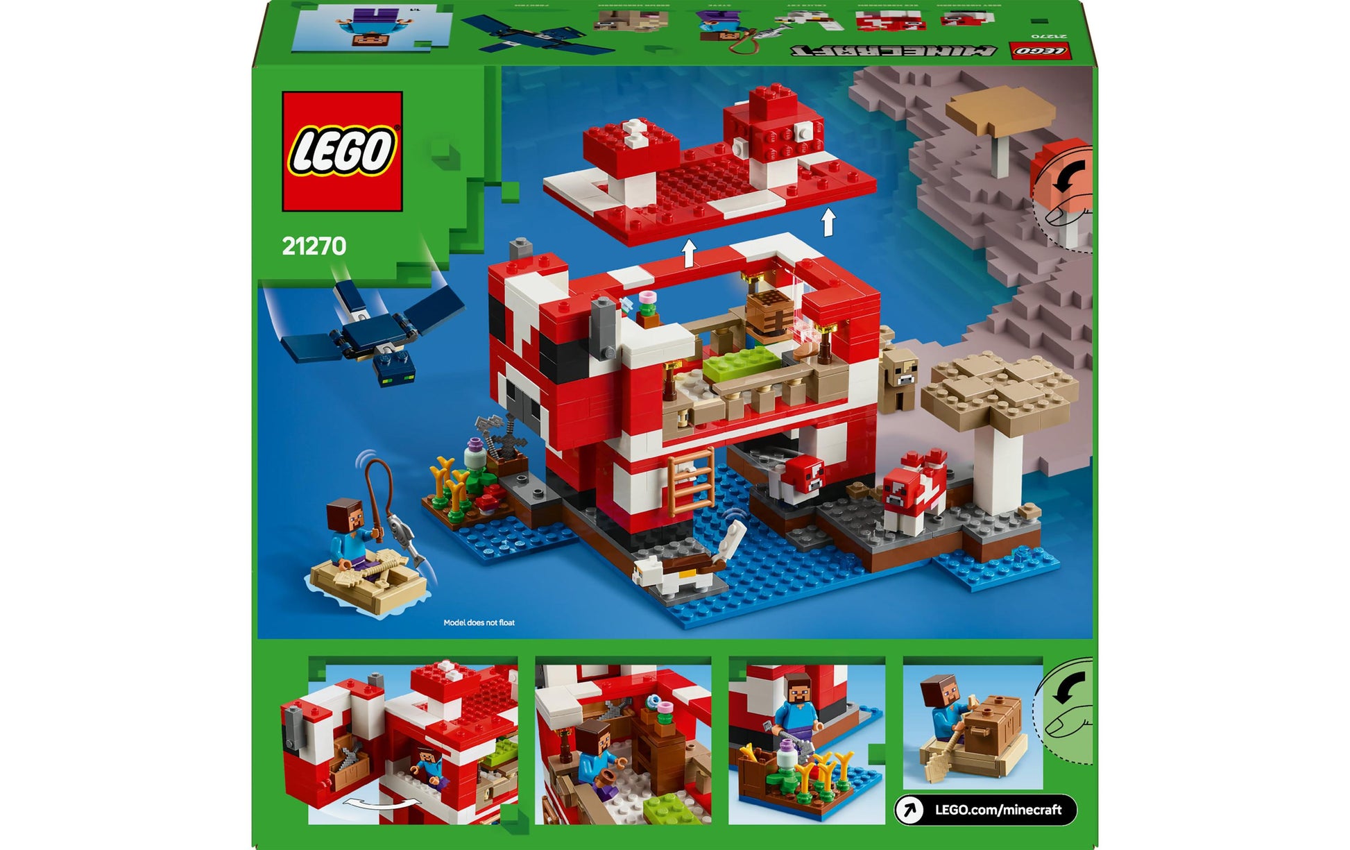 LEGO Das Pilzkuh-Haus Bauset – Minecraft – 500-teilig – 26,2 × 7,6 × 28,2 cm – ab 8 J.