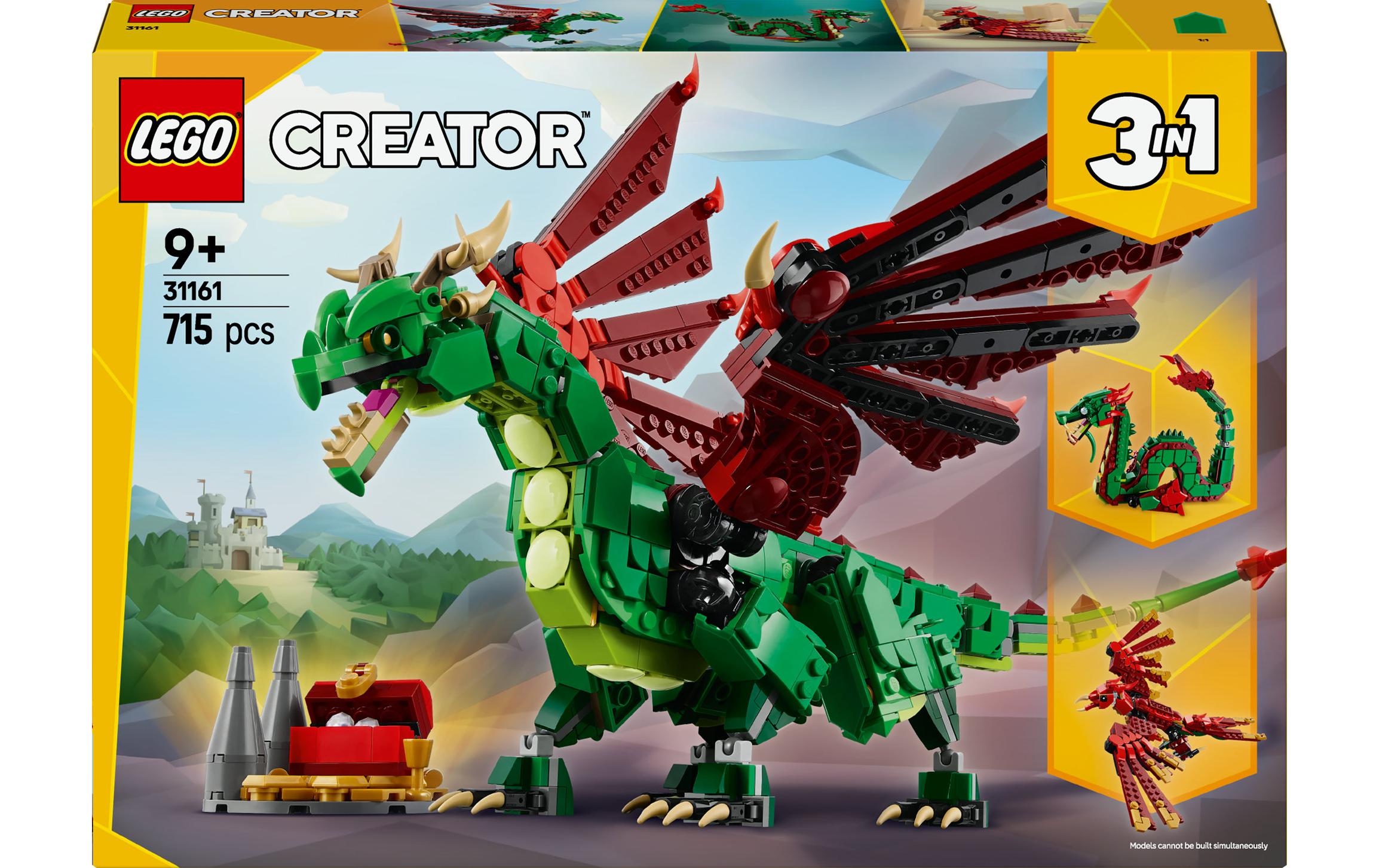 LEGO Creator 3in1 Grüner Drache Bauset – 26,2 × 5,7 × 38,2 cm – 715-teilig – ab 9 J.