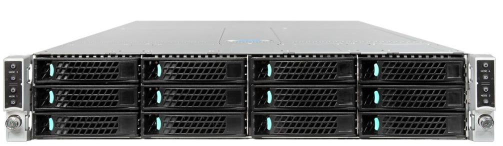 Intel H2000P Familie – 2U Rack, 12×3,5" Hot-Swap, 2130 W Netzteil