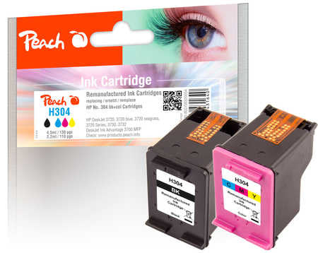Peach 304 Tintenpatronen-Multipack, Schwarz/Dreifarbig (Kompatibel) – für HP DeskJet 3720/3730/3750