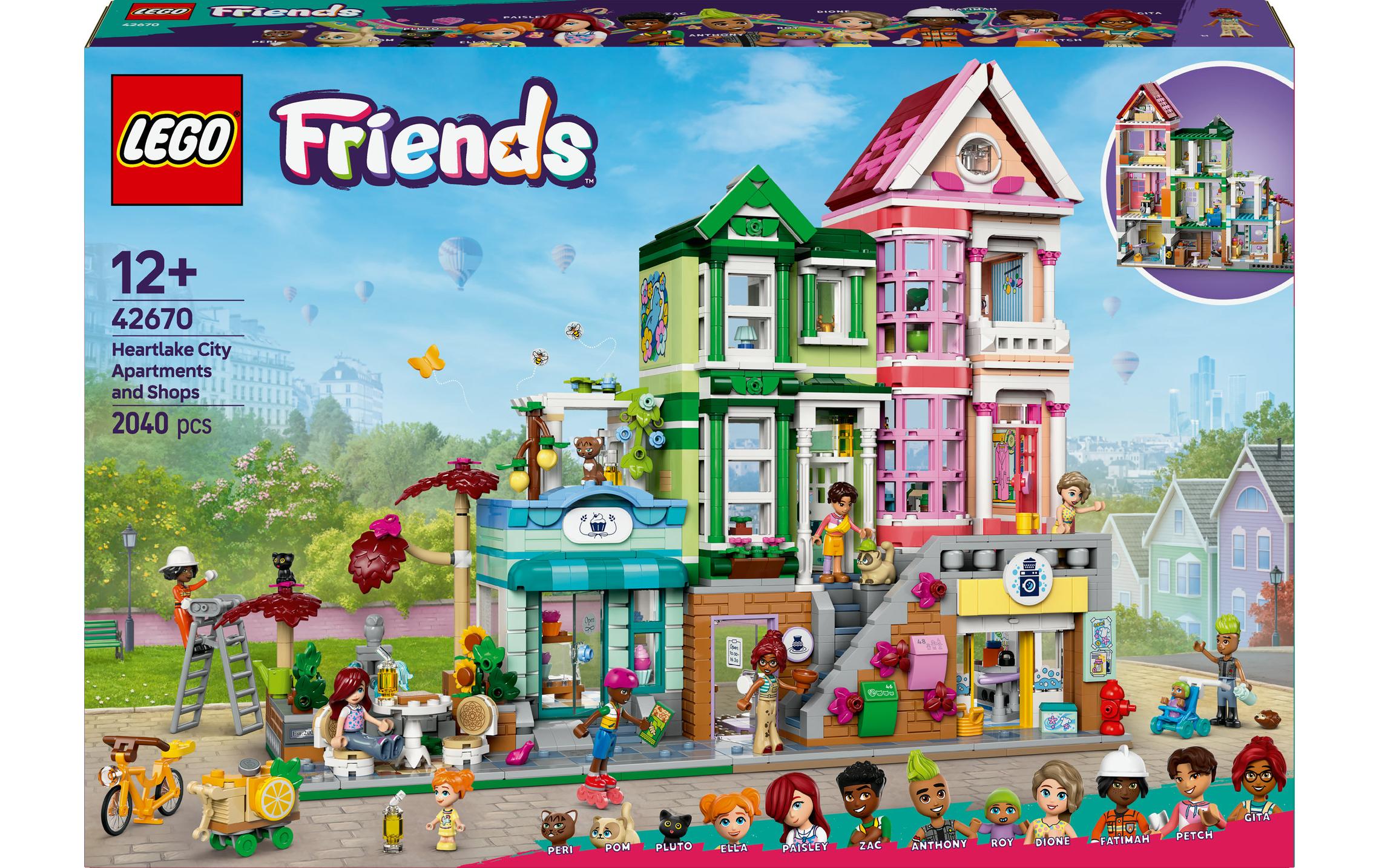 LEGO Spielset Wohn- und Einkaufsstrasse – Friends – 2040-teilig – 37,8 × 8,7 × 55,5 cm – ab 12 J.