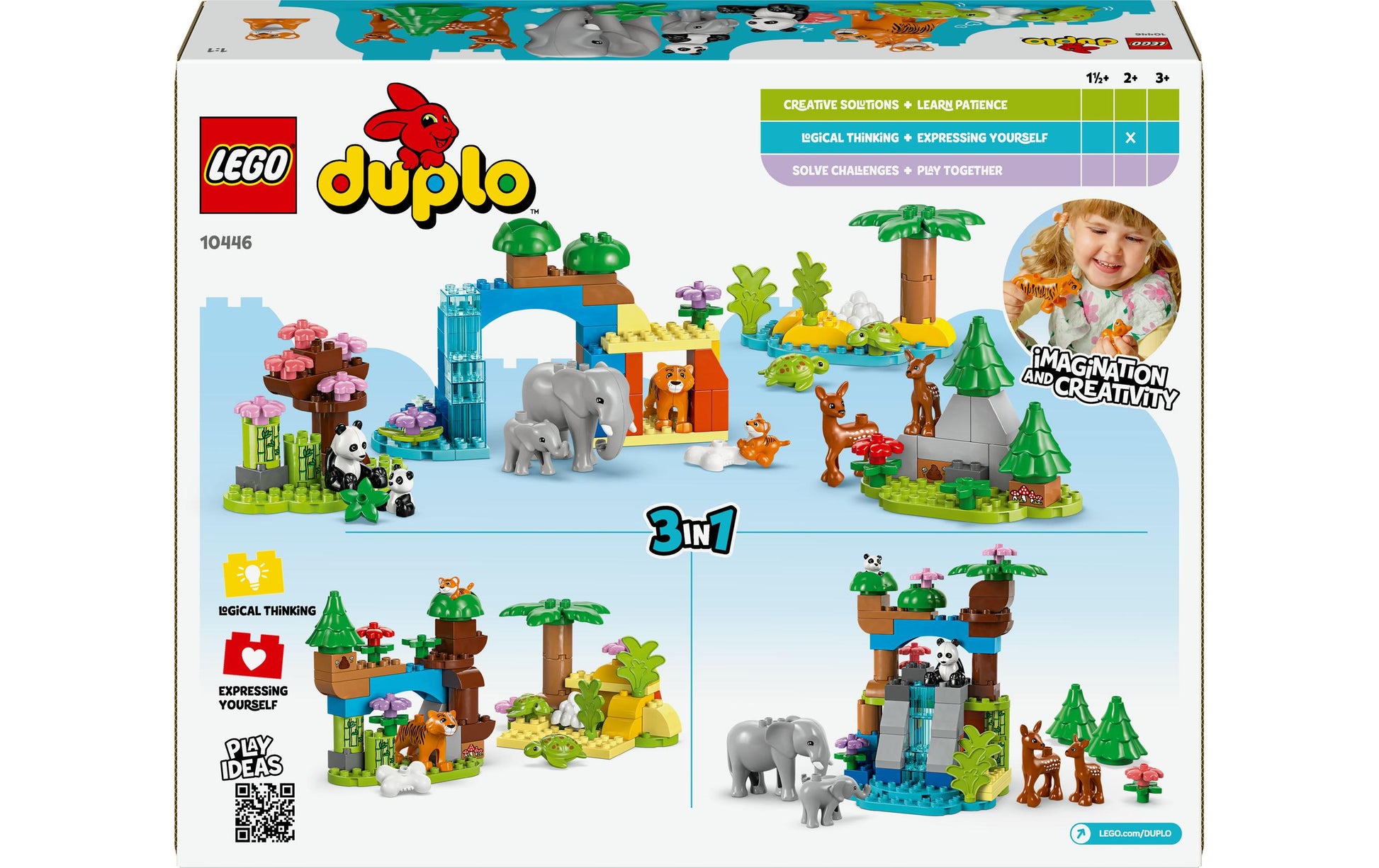 LEGO DUPLO 3-in-1-Set – Wildtier-Familien – 92-teilig – ab 2 Jahren