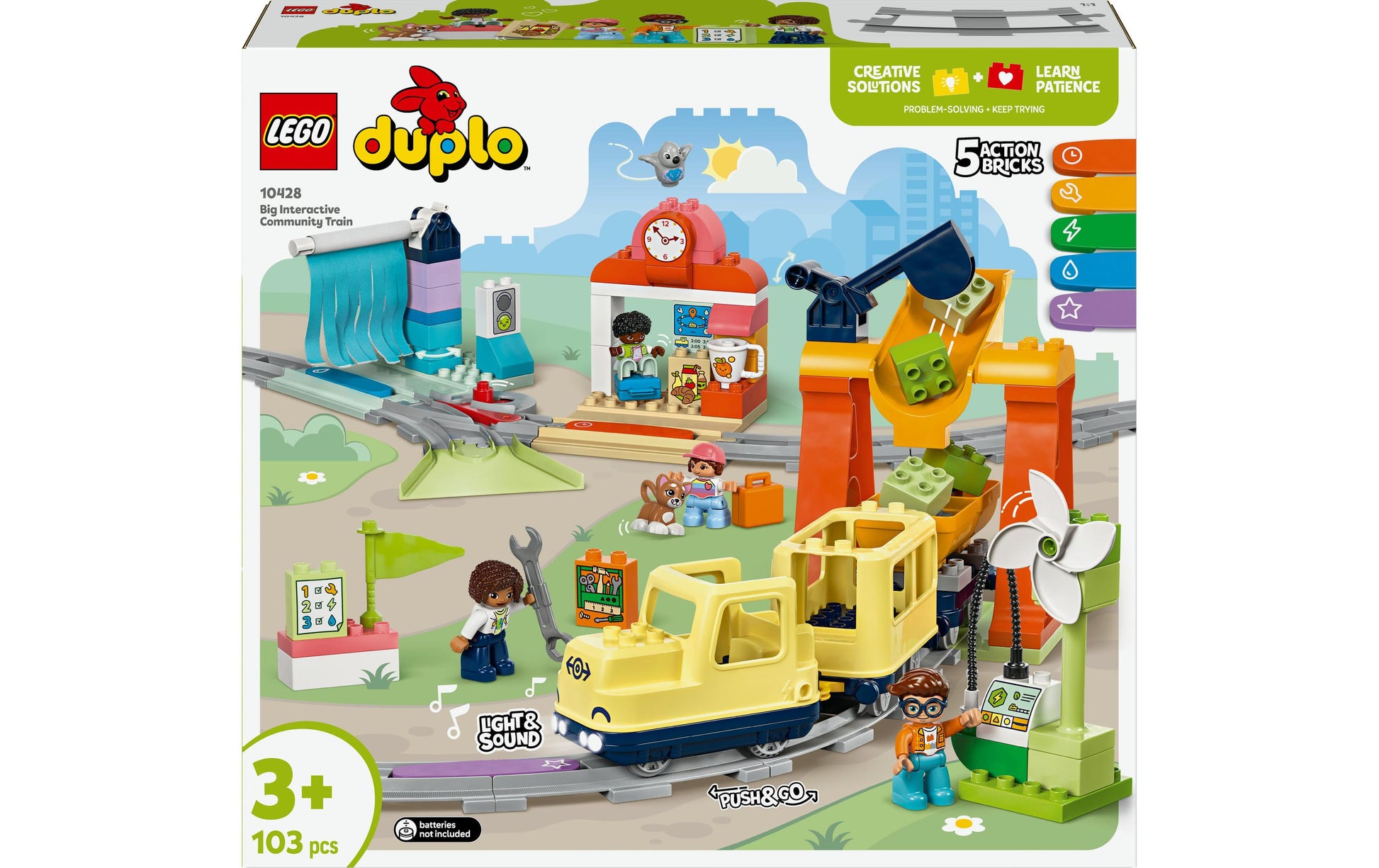 LEGO DUPLO Grosse interaktive Eisenbahn – 103-teilig – 48 × 12,4 × 52,3 cm – ab 3 J.