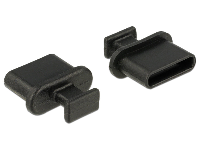 DeLOCK USB-Adapter – USB-C Staubschutz – Polyethylen, Schwarz – 10er-Set – 9,8 × 10,5 × 4 mm