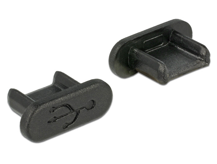 DeLOCK USB-Adapter USB-Micro-B (Staubschutz) – USB 3.2 Gen 1 (5 Gbit/s) – Schwarz – 10er-Set