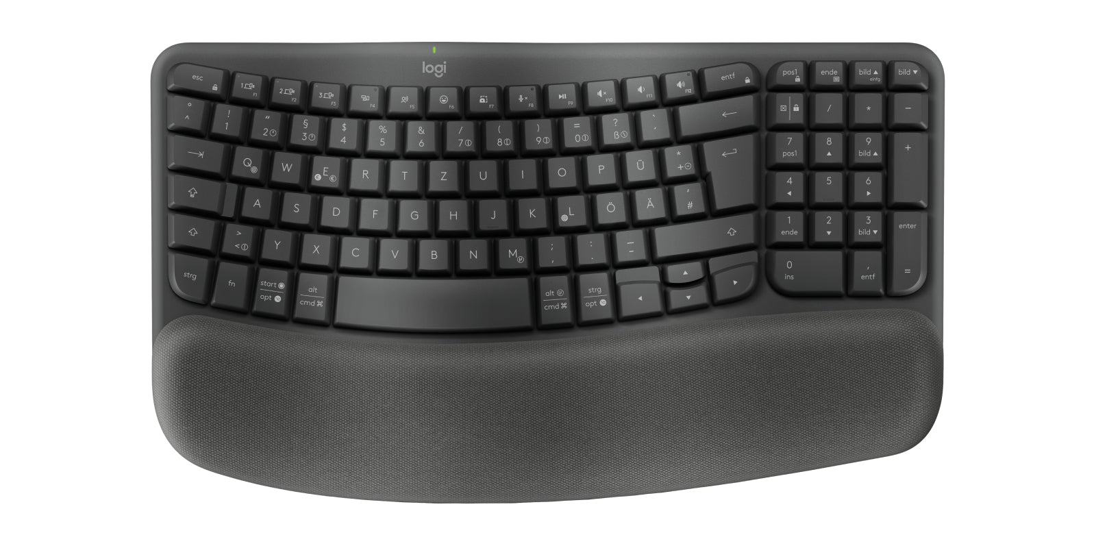 Logitech Wave Keys für Business – Tastatur, kabellos (Bluetooth/2,4 GHz), DE-Layout (DE), Graphit