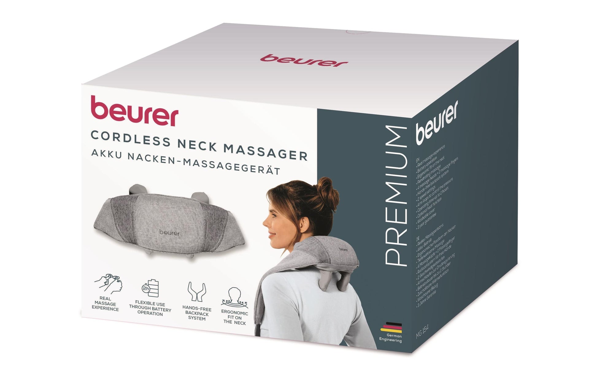 Beurer Nacken-Massagegerät – grau, 125 × 145 × 143 mm (B×H×T), 1159 g, Wärmefunktion, Knetmassage