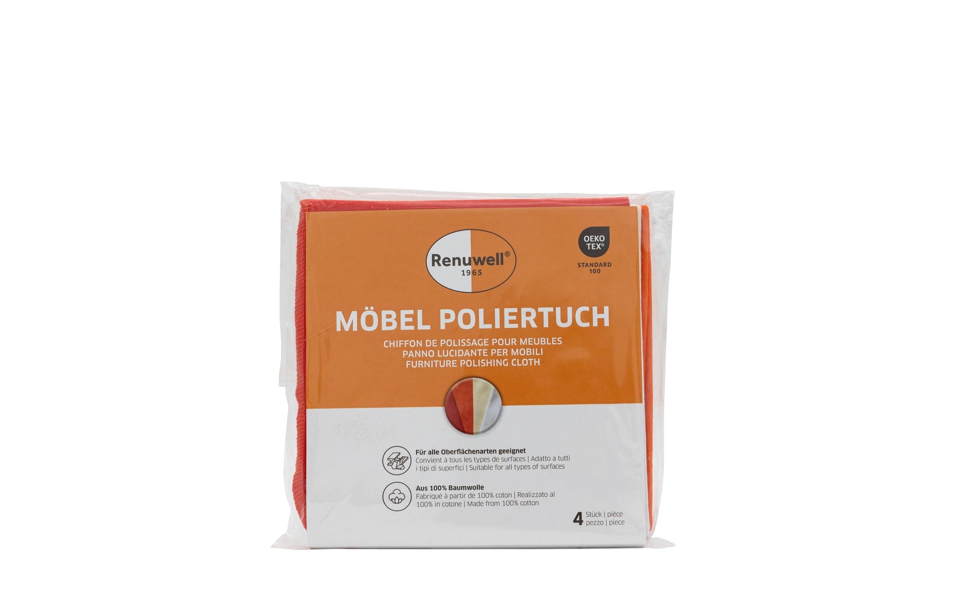Renuwell Möbel-Poliertuch 73012 – assortiert – Baumwolle – 4er-Set