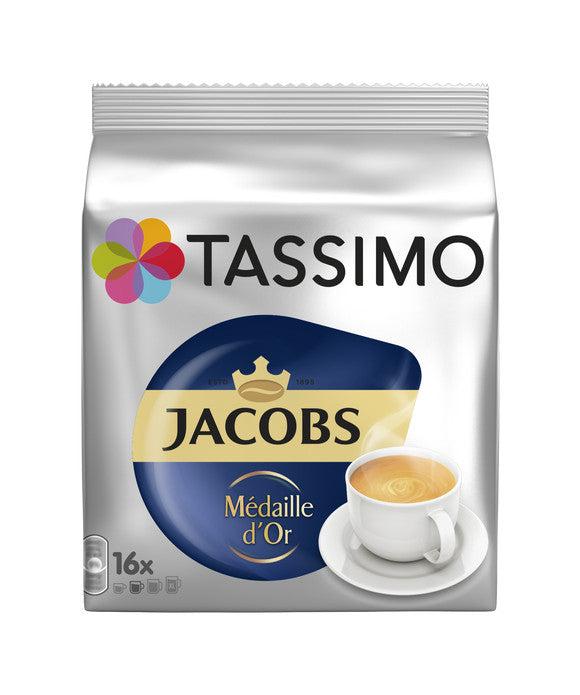 TASSIMO Jacobs Médaille d'Or – Kapseln für TASSIMO T DISC – Café Crème, Intensität 3, 16 Kapseln