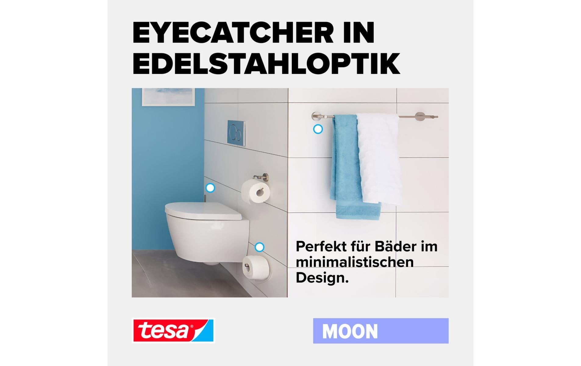 TESA Zahnputzbecher Moon – 6,7×10,7×9,5 cm, Glas/Metall, Weiss