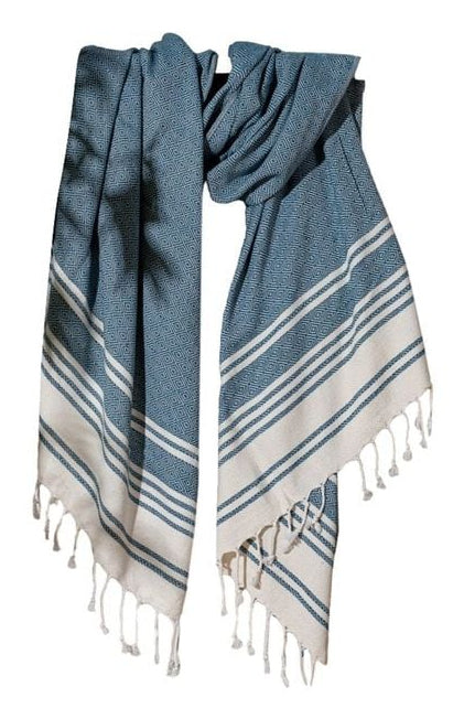 Foutastic Strandtuch New Diamond – 90 × 170 cm, Dunkelblau/Beige, 60% Baumwolle/40% Polyester