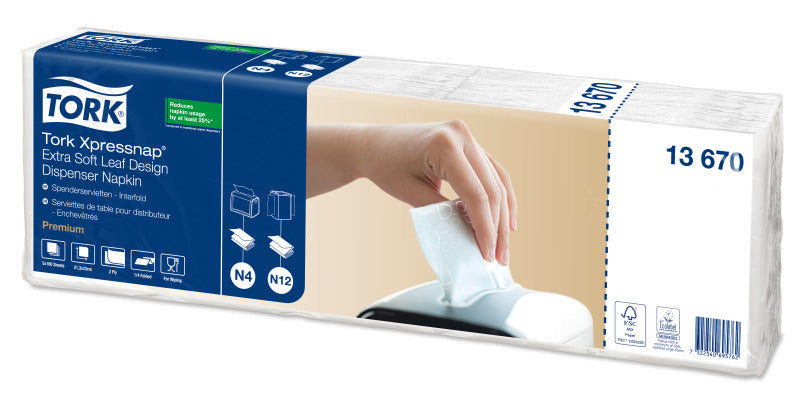 Tork Spender-Servietten – weiss – 16,5 × 10,7 cm, 2-lagig, 1/4-Falz – 500 Stück