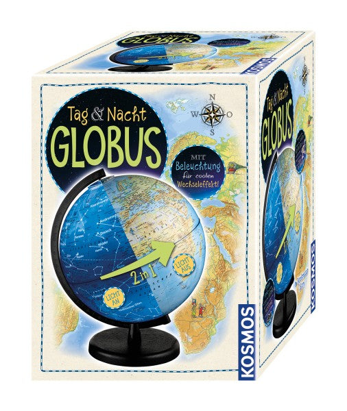 Kosmos Experimentier-Bausatz – Globus Tag & Nacht, Lichteffekte, netzbetrieben, ab 7 Jahren, Deutsch