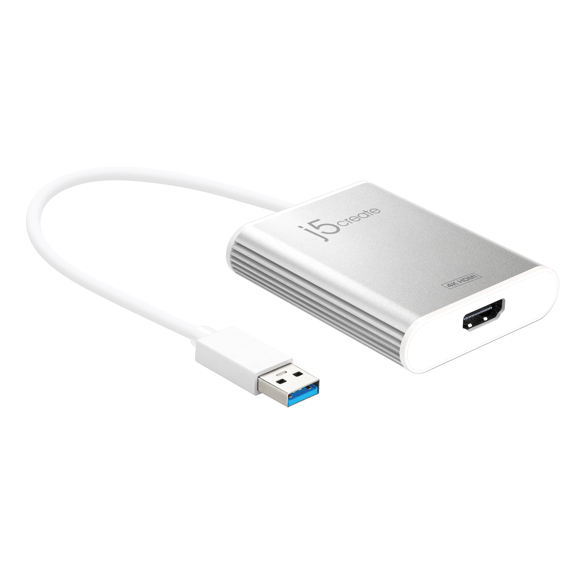 j5create JUA354-N Adapter USB-A zu HDMI – 4K (3840 × 2160) @ 30 Hz, USB 3.2 Gen 1 (5 Gbit/s), 0,08 m, Silber