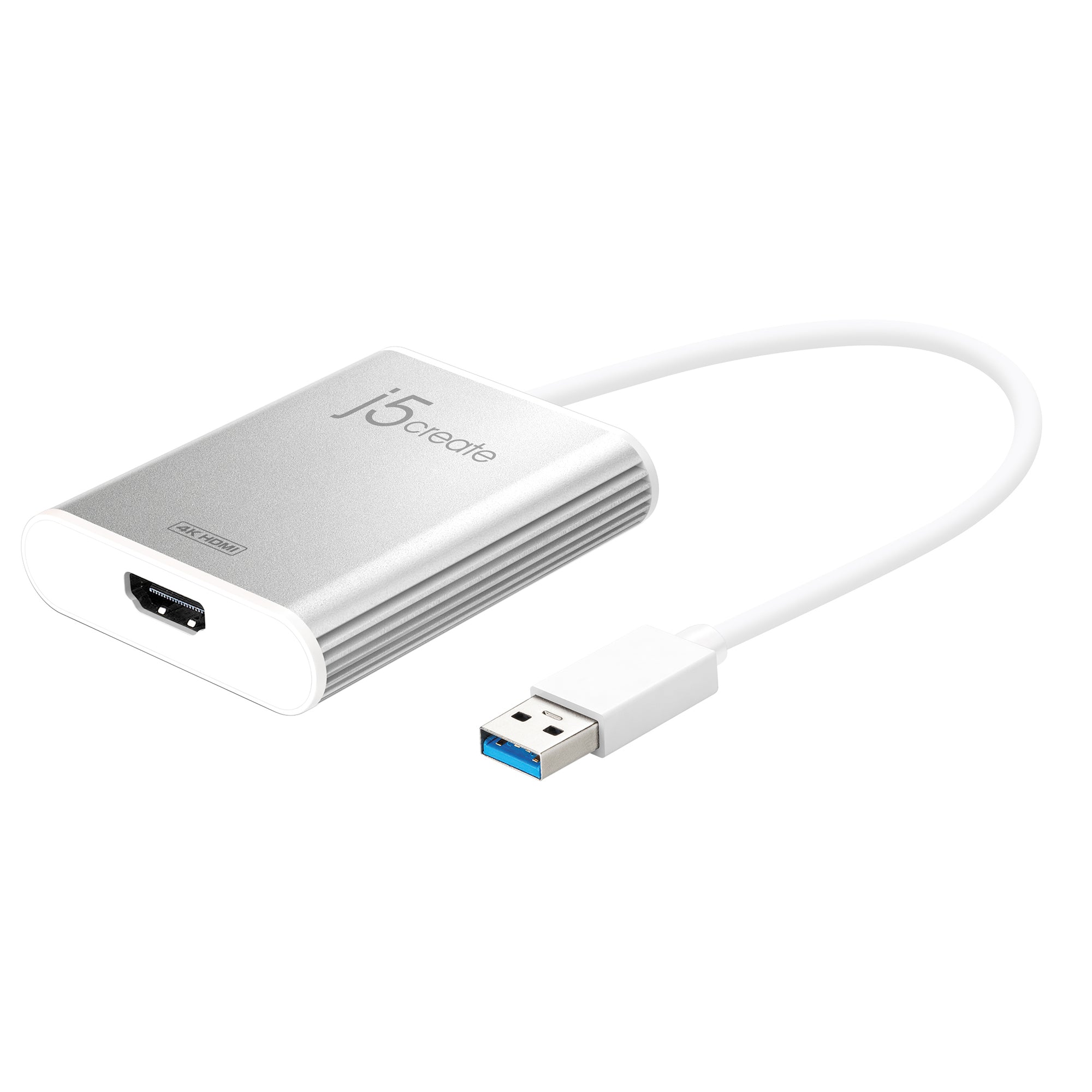 j5create JUA354-N Adapter USB-A zu HDMI – 4K (3840 × 2160) @ 30 Hz, USB 3.2 Gen 1 (5 Gbit/s), 0,08 m, Silber