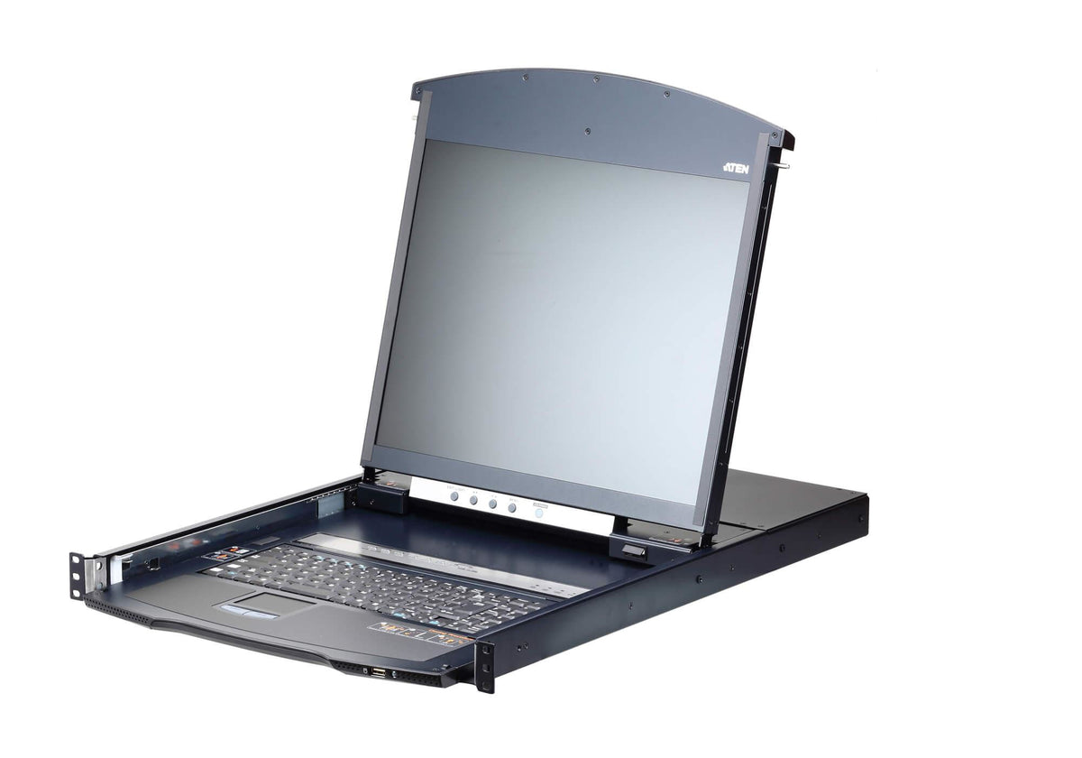 ATEN KL1108VN – 19" Rack-LCD-Konsole – 8-Port DVI/VGA KVM, 1920 × 1200/60 Hz, KVM-over-IP, CH-Layout – 1U