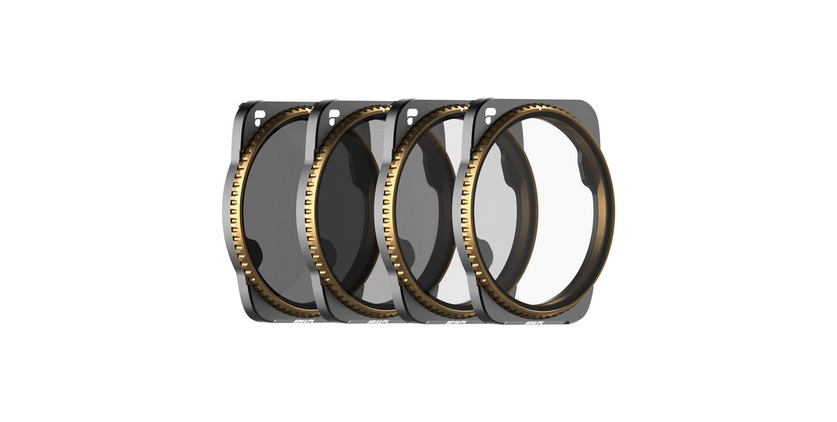PolarPro DJI Air 3 Kamera-Filterset – ND8/16/32/64 PL – für DJI Air 3 – Schwarz, Gold – 4er-Pack