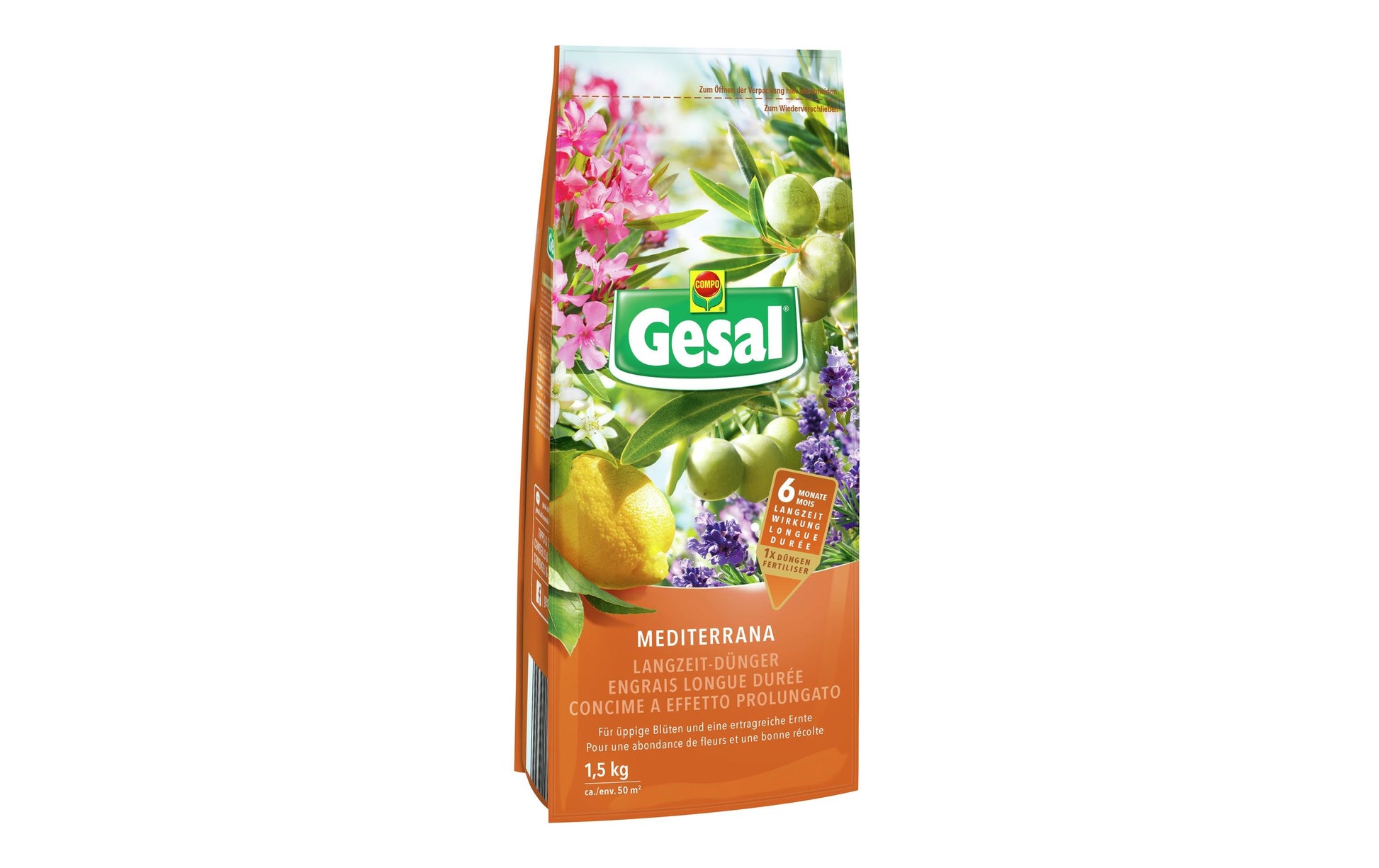 Gesal Langzeit-Dünger, Mediterrana, 1,5 kg, Granulat, Bio – für mediterrane Pflanzen