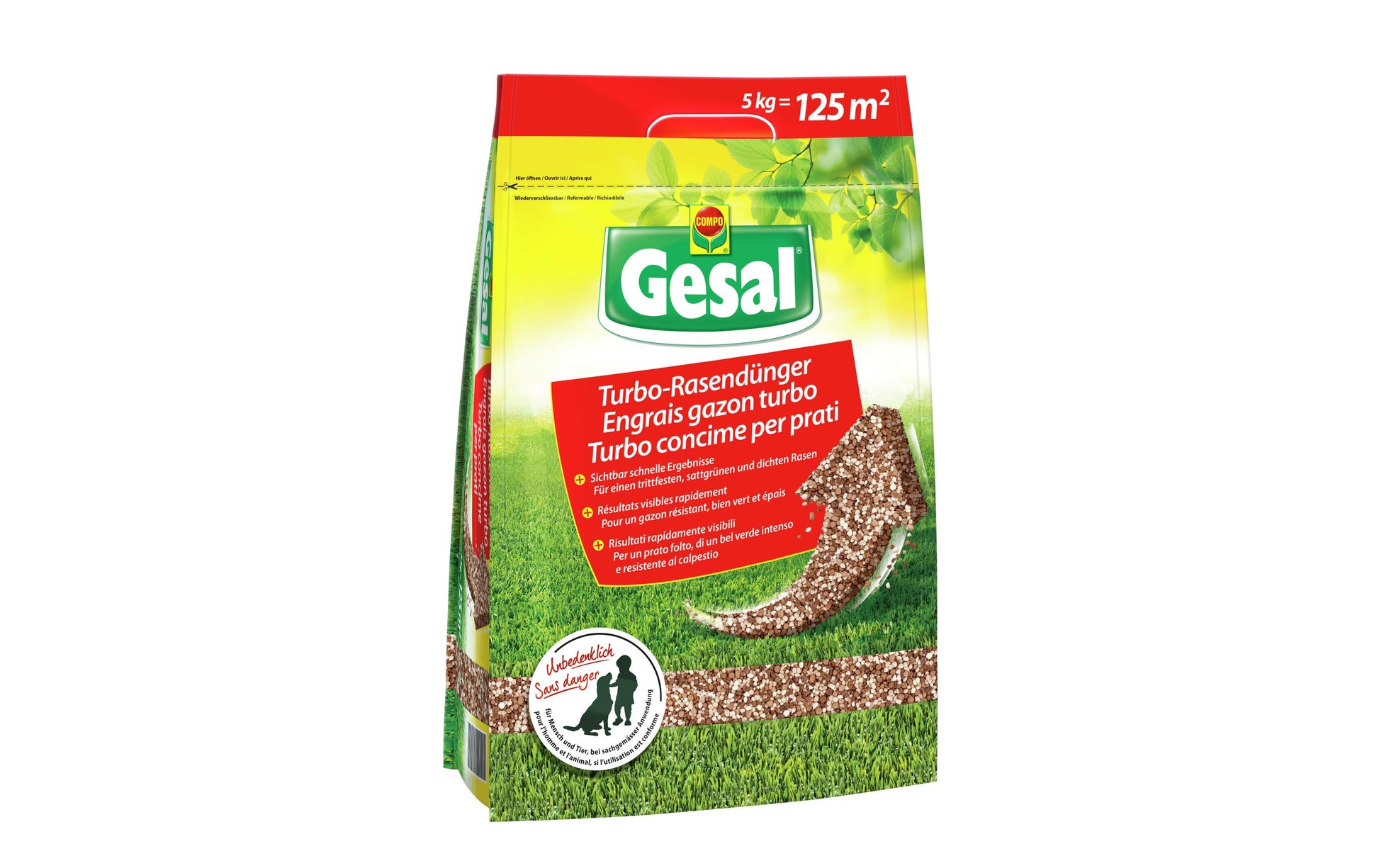 Gesal Mehrnährstoffdünger, Organischer Dünger, 5 kg, Granulat, Bio – für Rasengras – 1 Tasche