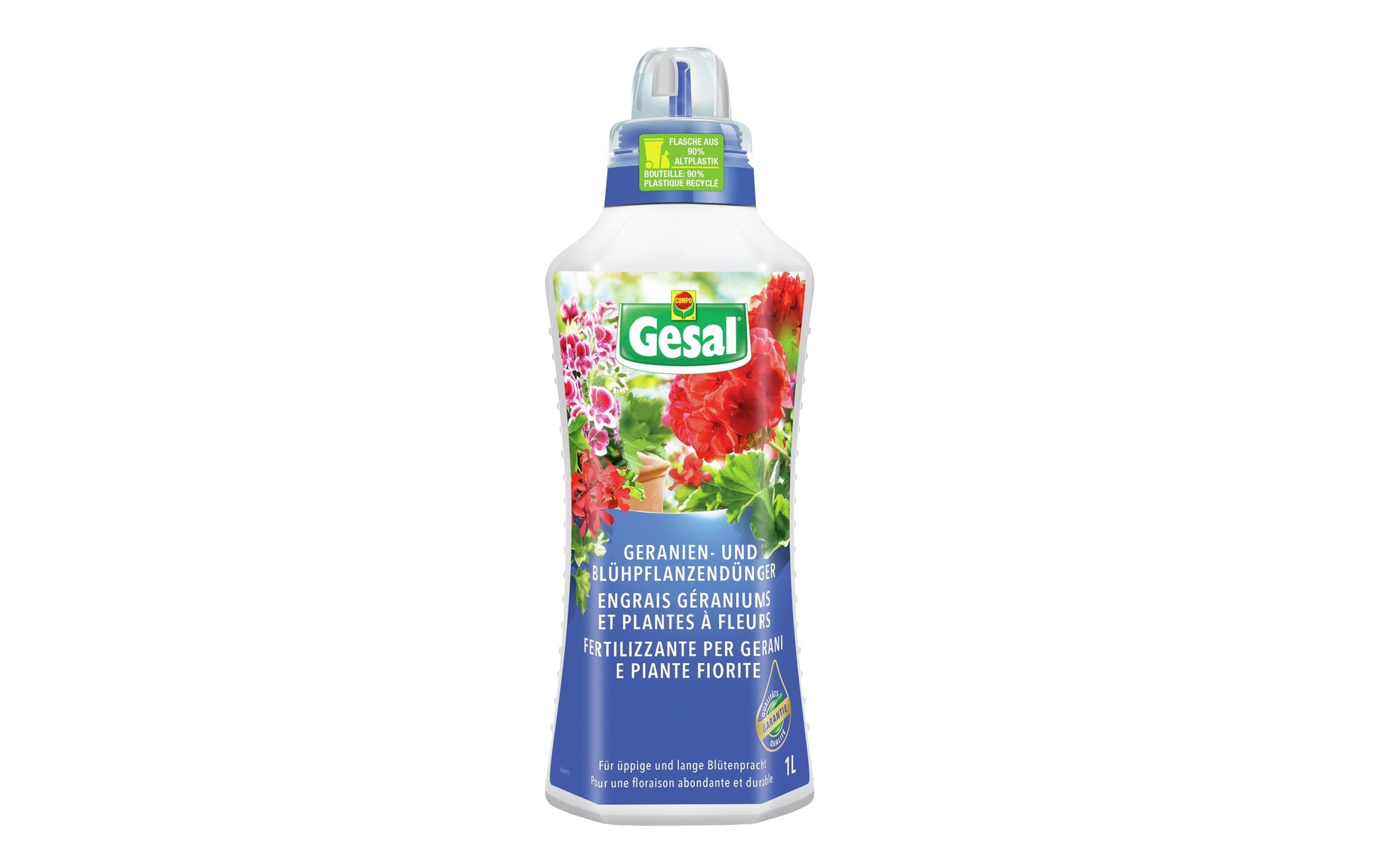 Gesal Geranien- und Blühpflanzendünger Flüssig, 1 L, Bio – 1 Flasche