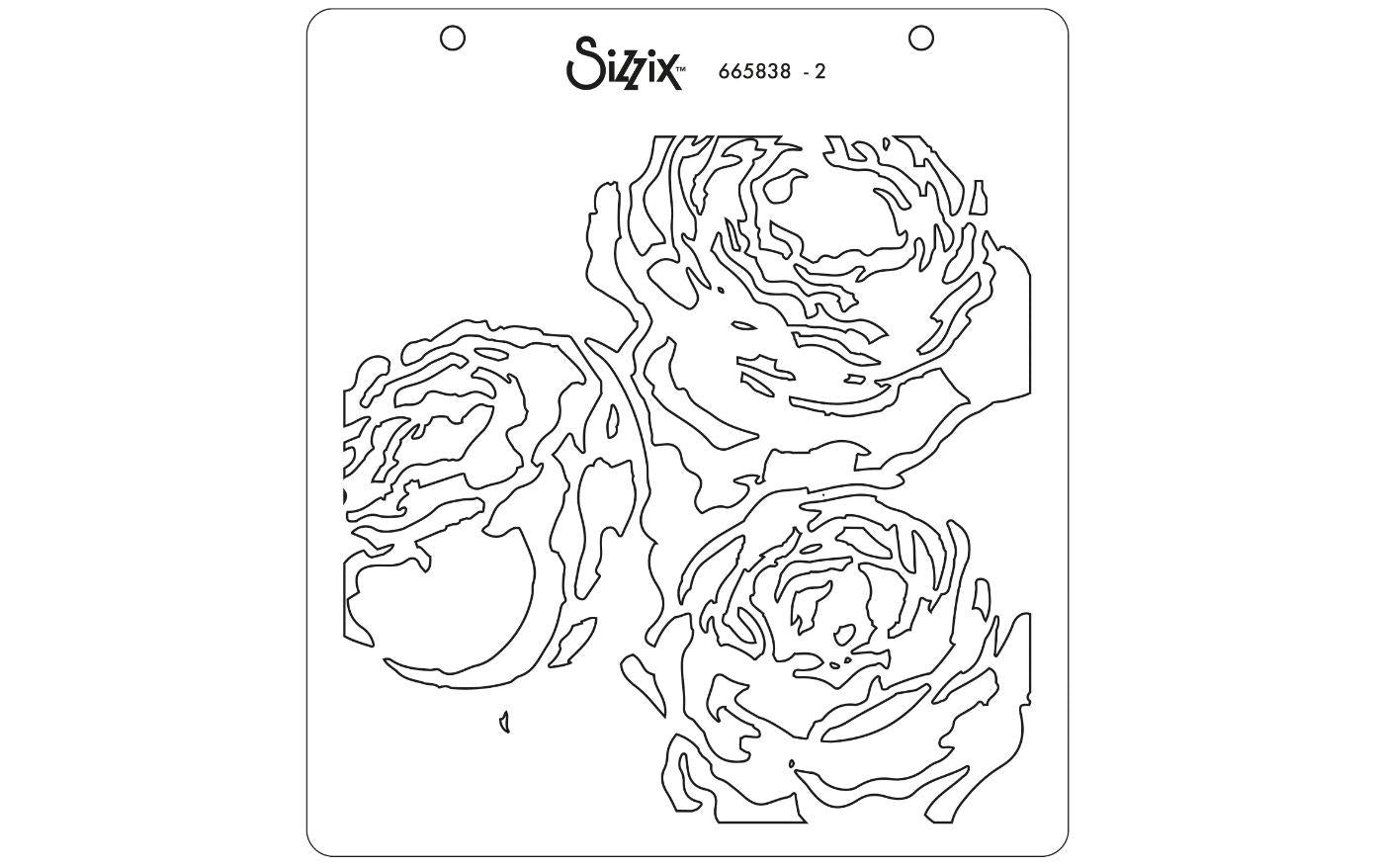 Sizzix Schablone – Pfingstrose – 150 × 150 mm