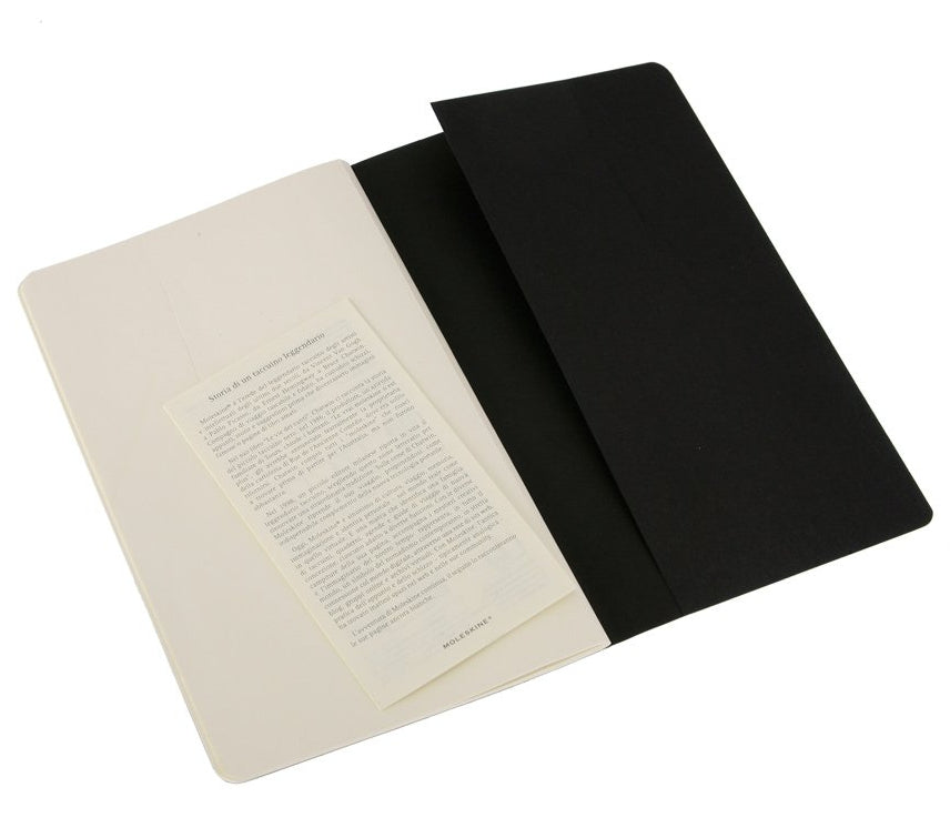Moleskine Notizheft, 130 × 210 mm, blanko, Fadenheftung, Karton, 80 Seiten, 70 g/m² – schwarz, 3er-Pack