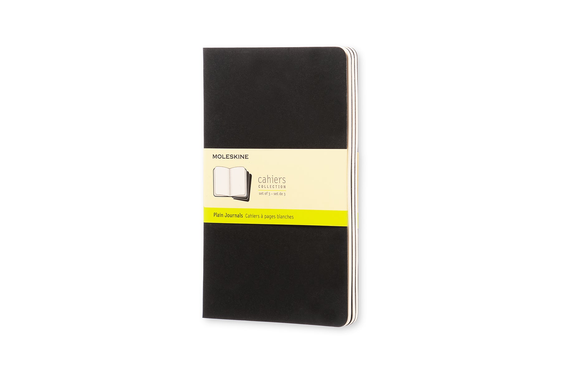Moleskine Notizheft, 130 × 210 mm, blanko, Fadenheftung, Karton, 80 Seiten, 70 g/m² – schwarz, 3er-Pack