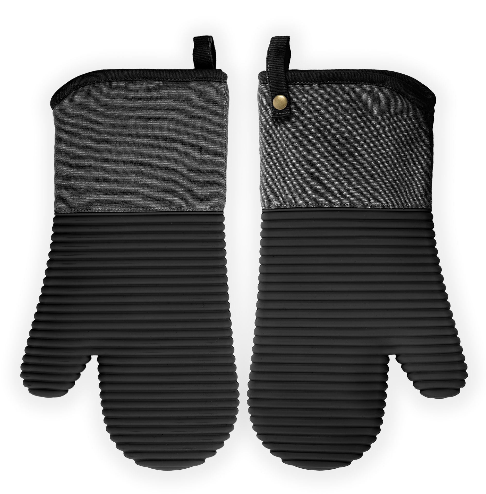 Tiseco SILO – Küchenhandschuhe 2er-Set, 18 × 33 cm, Baumwolle/Silikon, schwarz