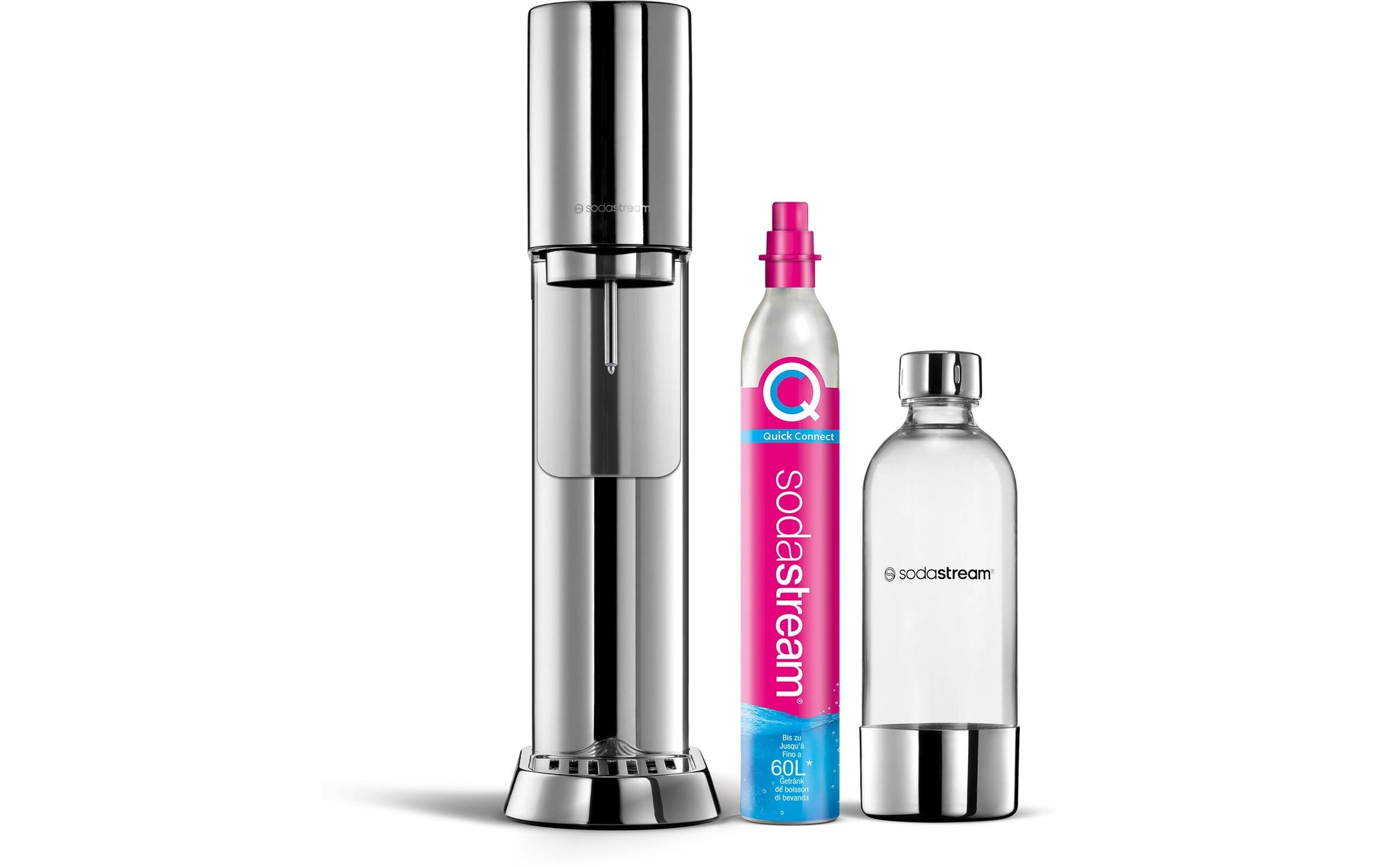 SodaStream Enso 1013611410 – Wassersprudler, 1 Flasche, Quick Connect 60 l, Silber