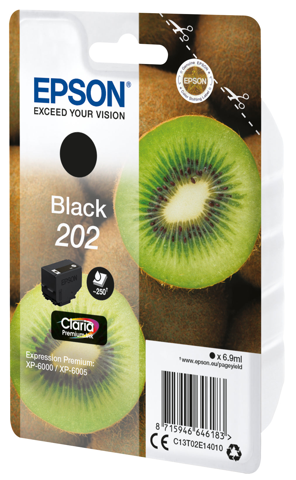 Epson 202 Schwarz Tintenpatrone (Original) – 250 Seiten – für Expression Premium XP-6000/XP-6005