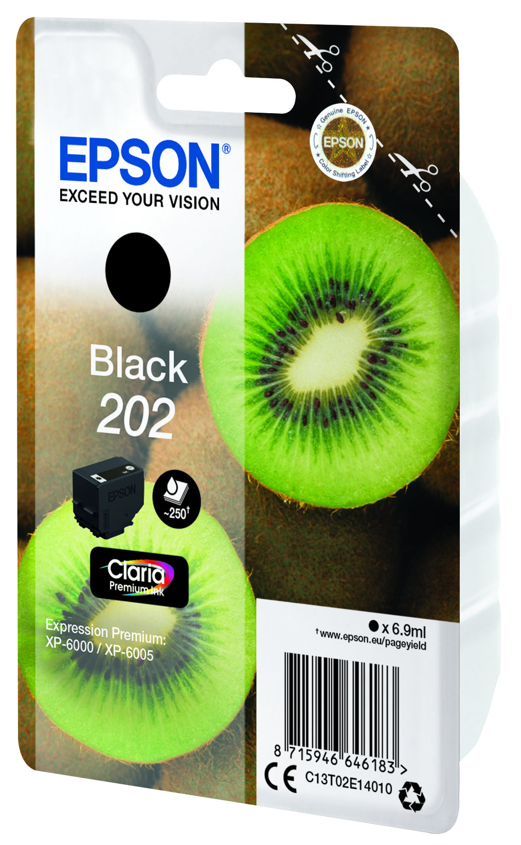 Epson 202 Schwarz Tintenpatrone (Original) – 250 Seiten – für Expression Premium XP-6000/XP-6005