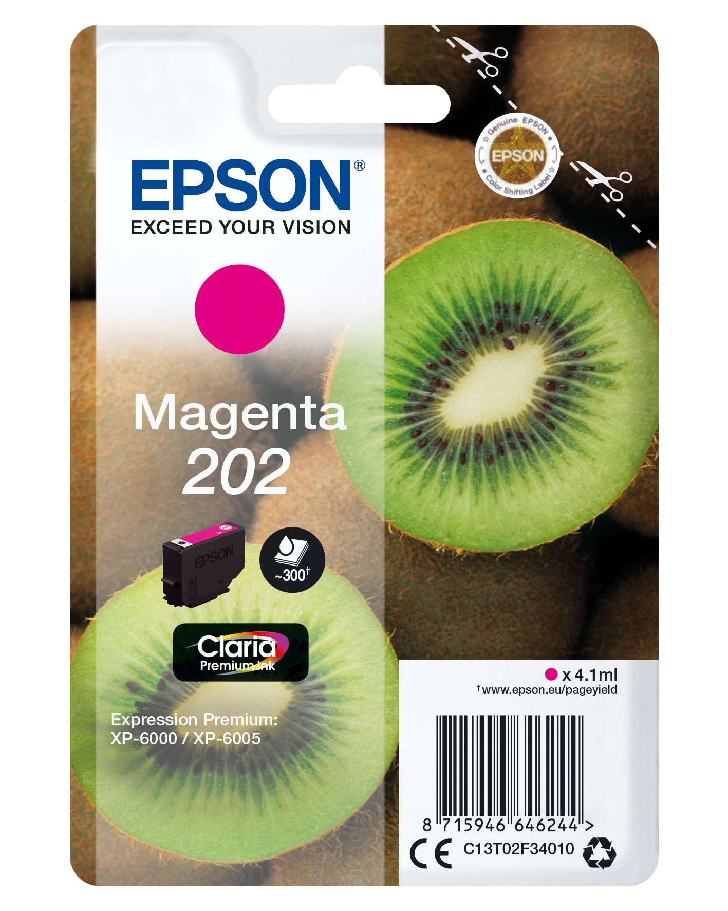 Epson Tintenpatrone 202 (C13T02F34020), Magenta, 300 Seiten, Original – für Epson-Drucker